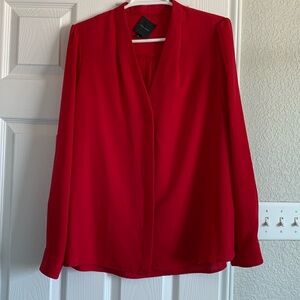 NWOT Vibrant Red V-Neck Blouse by Alex Marie